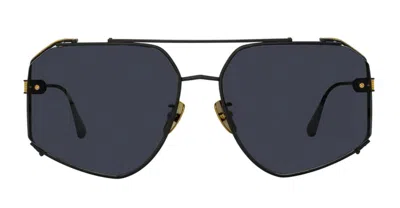 Linda Farrow Amar - Matt Nickel / Yellow Gold Sunglasses In Black