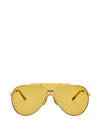 Linda Farrow Amelia Pilot-frame Sunglasses In Gold