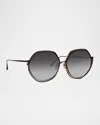 Linda Farrow Aspen Structural Round Titanium Sunglasses In Gunmetal