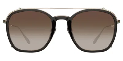 Linda Farrow Aston Lfl1359 C3 Occhiali Da Sole Neri Per Uomo In Brown