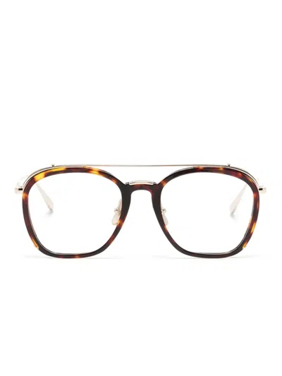 Linda Farrow Aston Square-frame Glasses In Gold