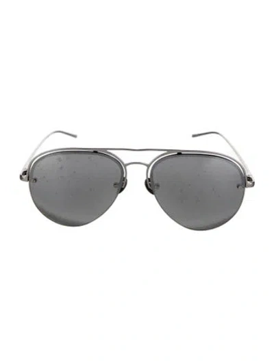Pre-owned Linda Farrow Aviator Mirrored Sunglasses In Metallic/silver