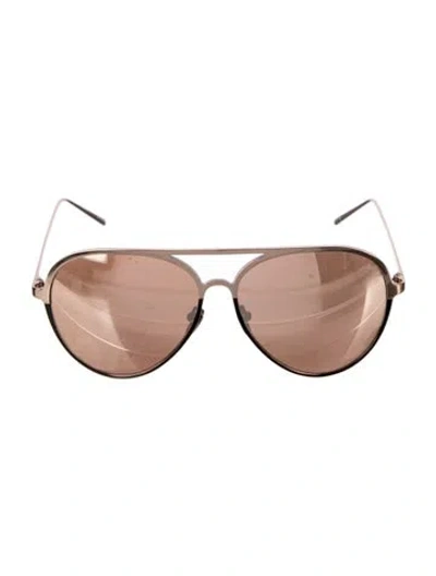 Pre-owned Linda Farrow Aviator Mirrored Sunglasses W/ Tags In Gold