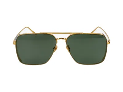 Linda Farrow Aviator Sunglasses In Gold