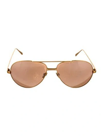Pre-owned Linda Farrow Aviator Tinted Sunglasses In Gold