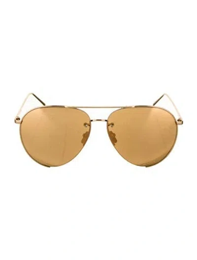 Pre-owned Linda Farrow Aviator Tinted Sunglasses W/ Tags In Gold