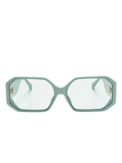 Linda Farrow Bailey Geometric-frame Sunglasses In Green