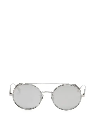 Linda Farrow Baret 圆框太阳眼镜 In Silver