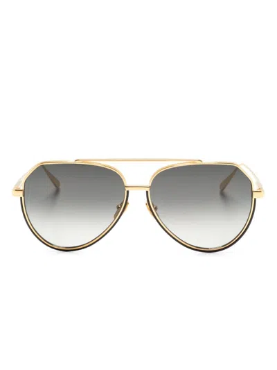 Linda Farrow Bayer Sunglasses In Gold