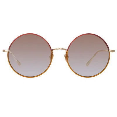 Linda Farrow Bea Round Sunglasses In Light In Gold