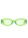Linda Farrow The Attico Solid Color Oval-frame Berta Sunglasses In Green
