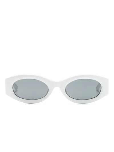 Linda Farrow Berta Oval Sunglasses In White