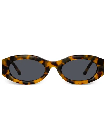 Linda Farrow Berta Tortoiseshell-effect Oval-frame Sunglasses In Brown