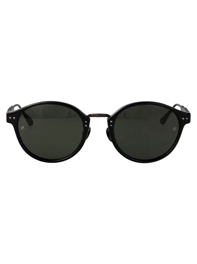 Linda Farrow Black/mattnickel/grey Acetate Sunglasses