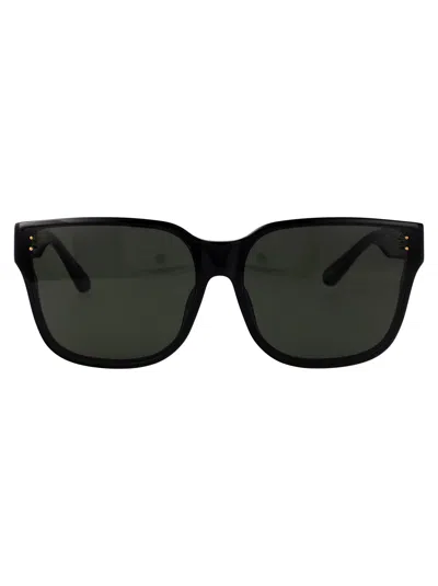 Linda Farrow Black/yellowgold/grey Acetate Sunglasses