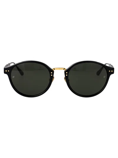Linda Farrow Black/yellow/mattnickel/grey Acetate Sunglasses