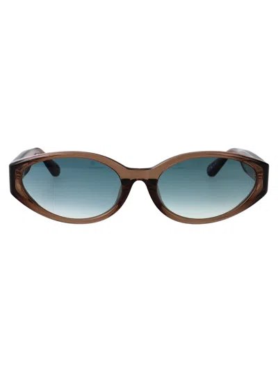Linda Farrow Brown/lightgold/aquagrad Acetate Sunglasses