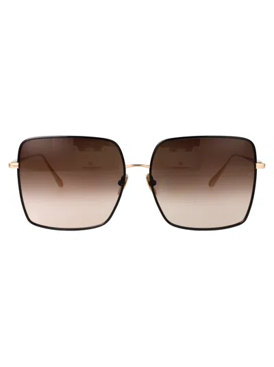 Linda Farrow Brown/lightgold/mochagrad Titanium Sunglasses