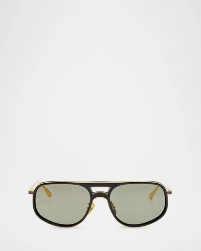Linda Farrow Calder 54mm Aviator Sunglasses In Black