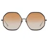 Linda Farrow Camila Hexagon Sunglasses In N In Black