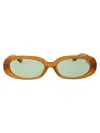 Linda Farrow X Rowen Rose Cara Oval Framed Sunglasses In 12 Honey Yellow Gold Green