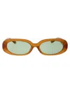Linda Farrow X Rowen Rose Cara Oval Framed Sunglasses In Honey/yellowgold/green
