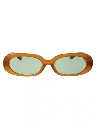 Linda Farrow Cara Sunglasses In Honey/yellowgold/green