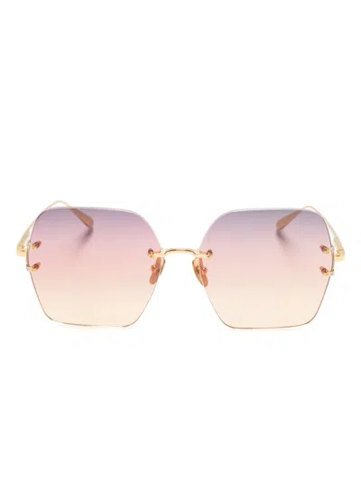 Linda Farrow Carina Oversize-frame Sunglasses In Gold