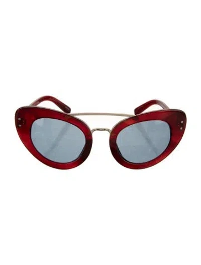 Pre-owned Linda Farrow Cat-eye Mirrored Sunglasses In Red