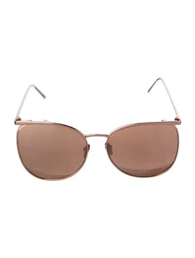 Pre-owned Linda Farrow Cat-eye Mirrored Sunglasses In Gold