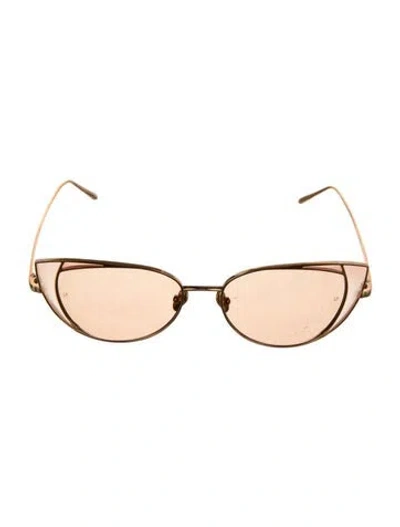 Pre-owned Linda Farrow Cat-eye Tinted Sunglasses In Gold