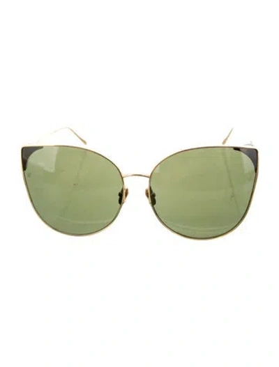 Pre-owned Linda Farrow Cat-eye Tinted Sunglasses In Gold/metallic