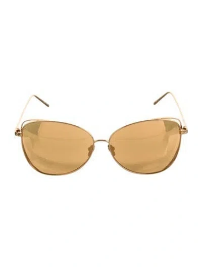 Pre-owned Linda Farrow Cat-eye Tinted Sunglasses W/ Tags In Gold
