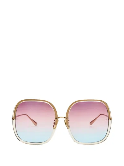 Linda Farrow Celia Square-frame Sunglasses In Gold