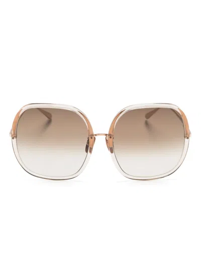Linda Farrow Ceclia Oversize Round-frame Sunglasses In Neutrals
