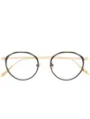 Linda Farrow Cesar Round-frame Etched Glasses In Gold