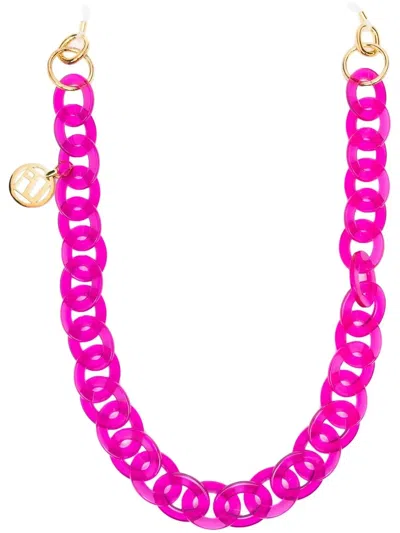 Linda Farrow Chunky Sunglasses Chain In Pink