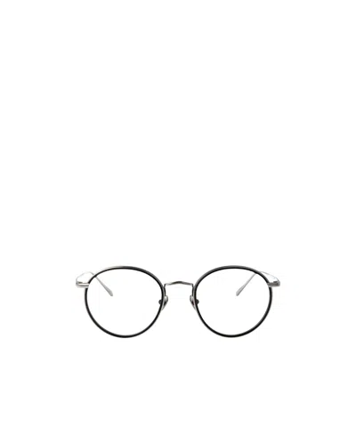 Linda Farrow Comer Round Frame Glasses In Whitegoldblackoptical