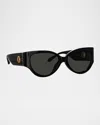 Linda Farrow Connie 18k Gold-plated Titanium Cat-eye Sunglasses In Black
