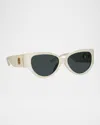 Linda Farrow Connie 18k Gold-plated Titanium Cat-eye Sunglasses In White