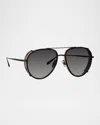 Linda Farrow Dimitri Titanium Aviator Sunglasses In Gunmetal