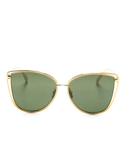 Linda Farrow Dinah Cat-eye Sunglasses In Gold