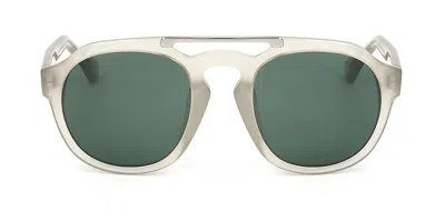 Linda Farrow Dries Van Noten Dvn55 C6 Men's Sunglasses White Size 50 In Green