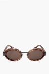 Linda Farrow Dries Van Noten Oval Sunglasses With Animal Patterned Motif