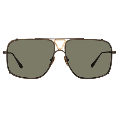 Linda Farrow Enzo Square Frame Sunglasses In Green