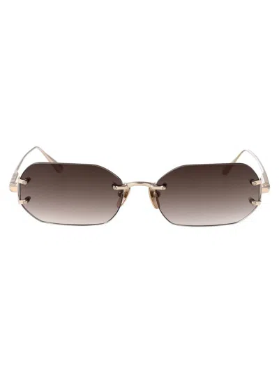 Linda Farrow Sunglasses In Lightgold/mochagrad
