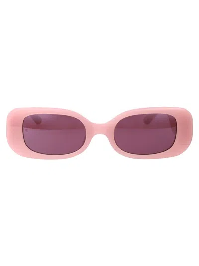 Linda Farrow Rectangular Frame Sunglasses In Pink