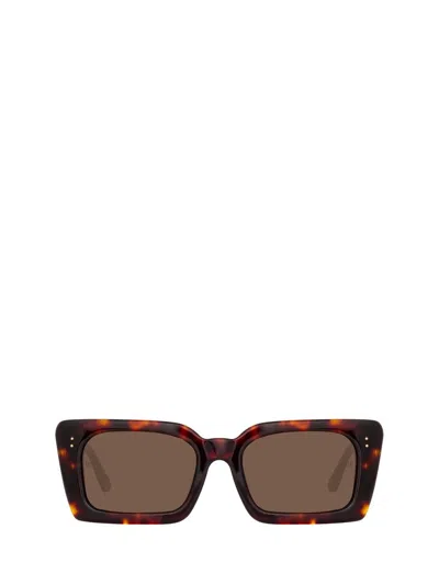 Linda Farrow Nieve Dark T-shell / Yellow Gold Sunglasses In Multi