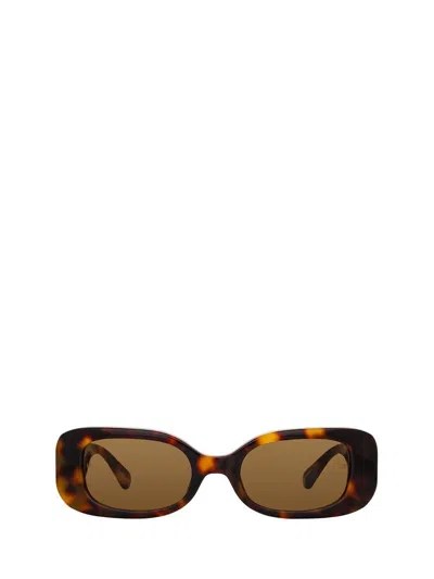 Linda Farrow Lola Rectangular Sunglasses In T - Shell / Yellow Gold