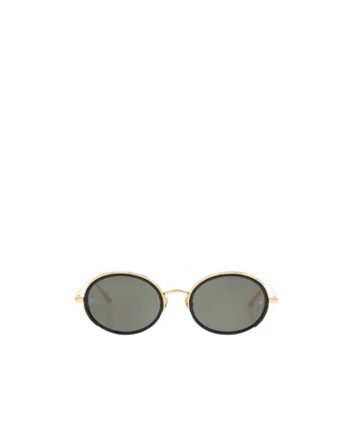Linda Farrow Finn Round Frame Sunglasses In Gray